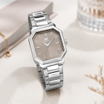 Ferro Women's Silver Stainless Steel Analog Watch with Octagonal Dial | Elegant Quartz Wristwatch MS Department Store Oman
