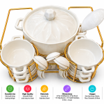 Crystal House 16 Pes Pot Set (6 Pieces Small Spoon, 6 Pes Bowl, 1 Pc Big Spoon ,1 Pc Gold Stainless, 8 Pot + Cover)