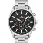 Ferro Men's Stainless Steel Chronograph Analog Watch with Black Dial & Date Display MS Department Store Oman