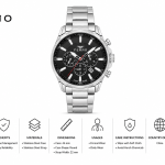 Ferro Men's Stainless Steel Chronograph Analog Watch with Black Dial & Date Display MS Department Store Oman