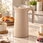Crystal House Beige Vacuum Jug With Ergonomic Handle And Push-Button Lid  2×1
