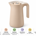 Crystal House Beige Vacuum Jug With Ergonomic Handle And Push-Button Lid  2×1