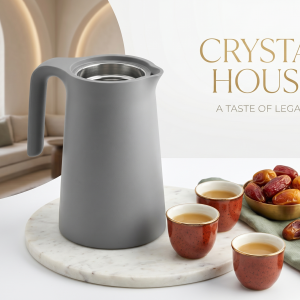 Crystal Vacuum Flask - Mid Grey Silver ) 1 * 12 ( 1 Liter) MS Department Store Oman