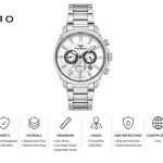 Ferro Men's Silver Stainless Steel Chronograph Analog Watch with Date Display – Silver Dial MS Department Store Oman