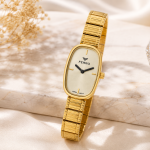 Ferro Women's Gold-Tone Oval Analog Wrist Watch with Stainless Steel Expansion Band MS Department Store Oman