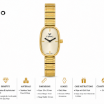 Ferro Women's Gold-Tone Oval Analog Wrist Watch with Stainless Steel Expansion Band MS Department Store Oman
