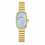 Ferro Women's Gold-Tone Oval Analog Watch with Sky Blue Dial & Stretch Bracelet MS Department Store Oman