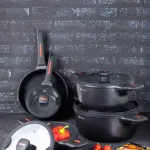 9 Pcs Magnum Series Crystal Ceramic Cookware - Blackblack MS Department Store Oman