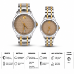 Sveston Two-Tone Couple Watch Set – Black Dial with Silver & Gold Stainless Steel Strap – Assorted MS Department Store Oman