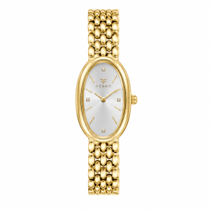 Ferro Gold Oval Women’s Bracelet Watch – White Dial Elegant Italian Design Wristwatch MS Department Store Oman