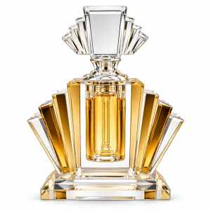 Crystal Bottle Clear & Gold Art Deco Crystal Perfume Bottle With 5Ml Oil
