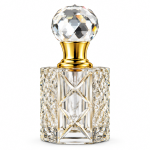 Crystal Bottle Clear Textured Crystal Perfume Bottle with Geometric Design & Faceted Ball Cap With 5ml Oil