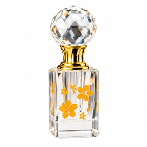 Crystal Bottle Clear Crystal Perfume Bottle with Gold Floral Design