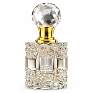 Crystal Bottle Clear Ornate Crystal Perfume Bottle with Gold-Tone Neck & Faceted Ball Cap With 5Ml Oil