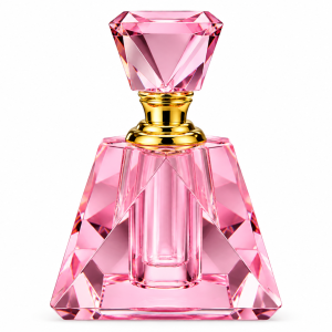 Crystal Bottle Pink Faceted Crystal Perfume Bottle with Gold-Tone Neck
