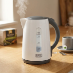 Black+Decker 2200W, 1.7 Ltr,Water Kettle, White MS Department Store Oman