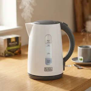 Black+Decker 2200W, 1.7 Ltr,Water Kettle, White MS Department Store Oman