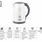 Black+Decker 2200W, 1.7 Ltr,Water Kettle, White MS Department Store Oman