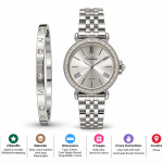 Ceshdun Women’s Silver Dial Silver-Tone Watch & Bracelet Set