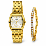 Ceshdun Women’s Gold-Tone Tonneau Watch and Stone-Set Bracelet Set