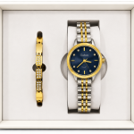 Ceshdun Women’s Two-Tone Blue-Dial Watch and Gold-Tone Stone-Set Bracelet Gift Set