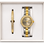 Ceshdun Women’s Two-Tone Stone-Set Round Watch and Gold-Tone Bracelet Gift Set