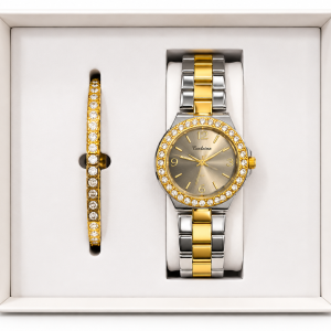 Ceshdun Women’s Two-Tone Stone-Set Round Watch and Gold-Tone Bracelet Gift Set MS Department Store Oman