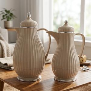 REGAL0.35 & 0.6 Ltr. Vacuum Flask Set - Light Coffee
with Silver MS Department Store Oman