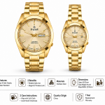 Sveston Crown Gold Couple Watches with Blue Dial  – Assorted MS Department Store Oman