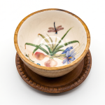 Botanical Dragonfly-Painted Ceramic And Wood Serving Bowl MS Department Store Oman