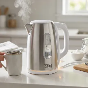 Black+Decker 2200W, 1.7 Ltr, Stainless Steely, Cordless Steel Kettle MS Department Store Oman