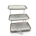 Blumen 3 Tier Rect Plates With Stand - Gold Ms Department Store Oman