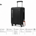 Pierre Cardin Metz Pc Wide Handle Trolley 8 Wheels 20" Black MS Department Store Oman