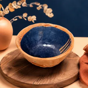 Rustic Blue-Glazed Terra Cotta Bowl MS Department Store Oman