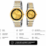 Sveston Two-Tone Couple Watch Set with Stainless Steel Bracelet & Date Display – Assorted MS Department Store Oman