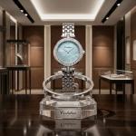 Ceshdun Silver-Tone Women’S Round Wristwatch & Bracelet Set With Blue Dial & Crystal Bezel MS Department Store Oman