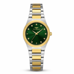 Ferro Women’s Two-Tone Stainless Steel Watch with Green Dial & Crystal Hour Markers MS Department Store Oman