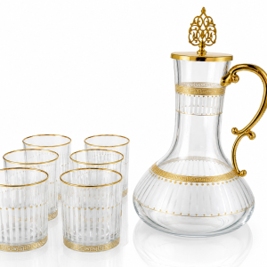 7 Piece Cube Water Set (Glass With Base)  MS Department Store Oman