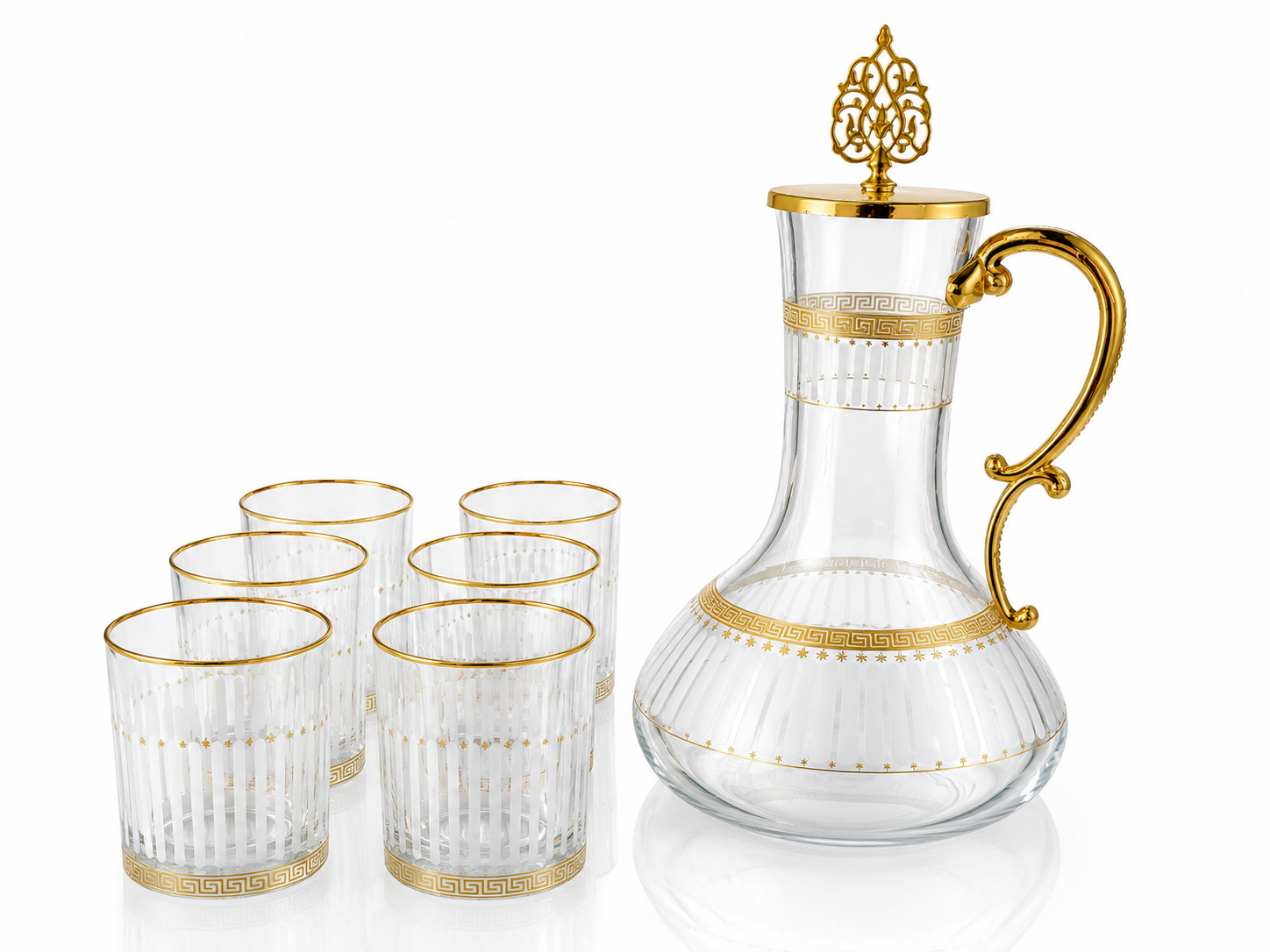 7 Piece Cube Water Set (Glass With Base) MS Department Store Oman