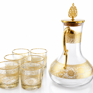7 Piece Cube Water Set (Glass With Base)  MS Department Store Oman