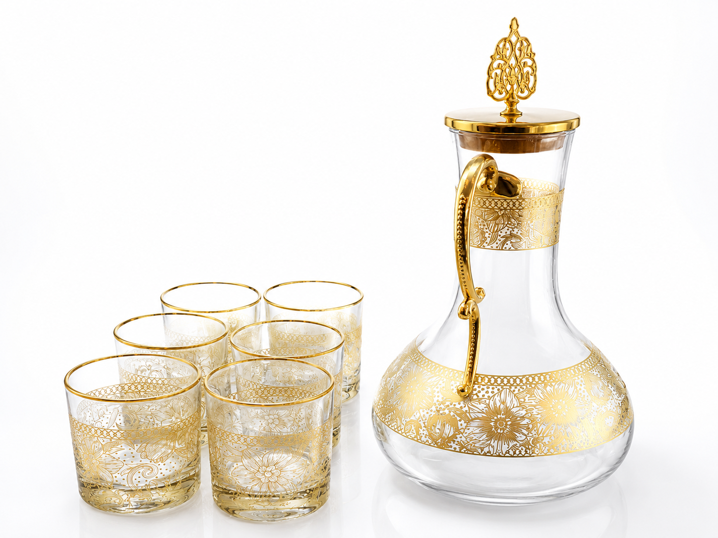 7 Piece Cube Water Set (Glass With Base) MS Department Store Oman