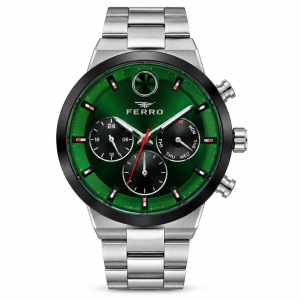 Ferro Men’s Green Dial Stainless Steel Chronograph Watch MS Department Store Oman