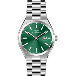 Ferro Women's Green Dial Stainless Steel Analog Quartz Wrist Watch with Date Display MS Department Store Oman