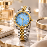 Ferro Women’s Light Blue Dial Gold & Silver Two-Tone Stainless Steel Watch