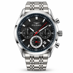 Ferro Women’s Silver Stainless Steel Chronograph Watch with Blue Dial MS Department Store Oman