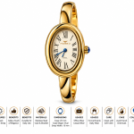 Ferro Women’s Gold-Tone Oval Dial Bangle Watch with Roman Numerals