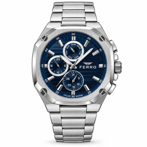 Ferro Men’s Blue Dial Stainless Steel Watch MS Department Store Oman