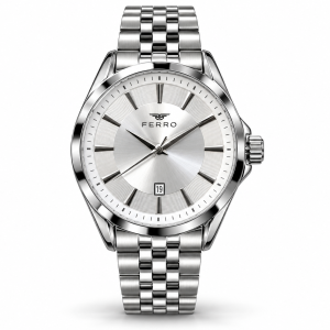 Ferro Men’s Silver Dial Silver Stainless Steel Analog Watch