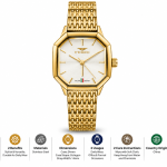Ferro Women’s White Dial Gold-Tone Octagonal Stainless Steel Watch