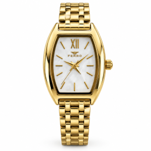 Ferro Women’s Gold Oval Bracelet Watch with Mother of Pearl Dial MS Department Store Oman
